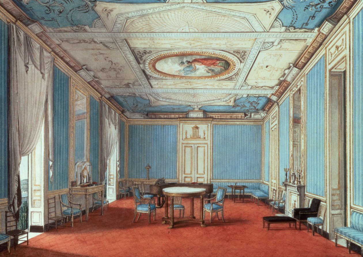 Salon w Palazzo, Neapol, ok. 1810 (ołówek i akwarela na papierze)) autorstwa Italian School