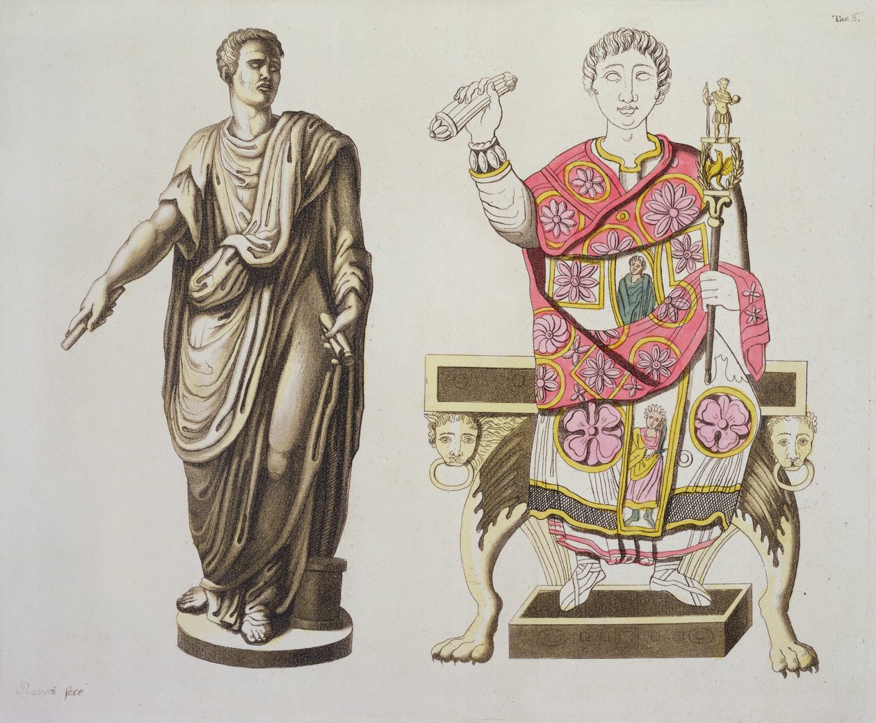 Senator rzymski i urzędnik, z Costumi dei Romani, ok. 1805-20 (akwatinta) autorstwa Italian School