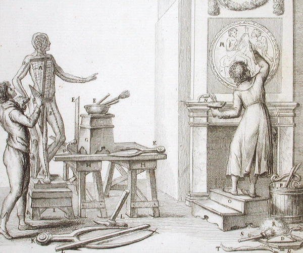 Pracownia rzeźbiarza, ok. 1800 (rycina) autorstwa Italian School