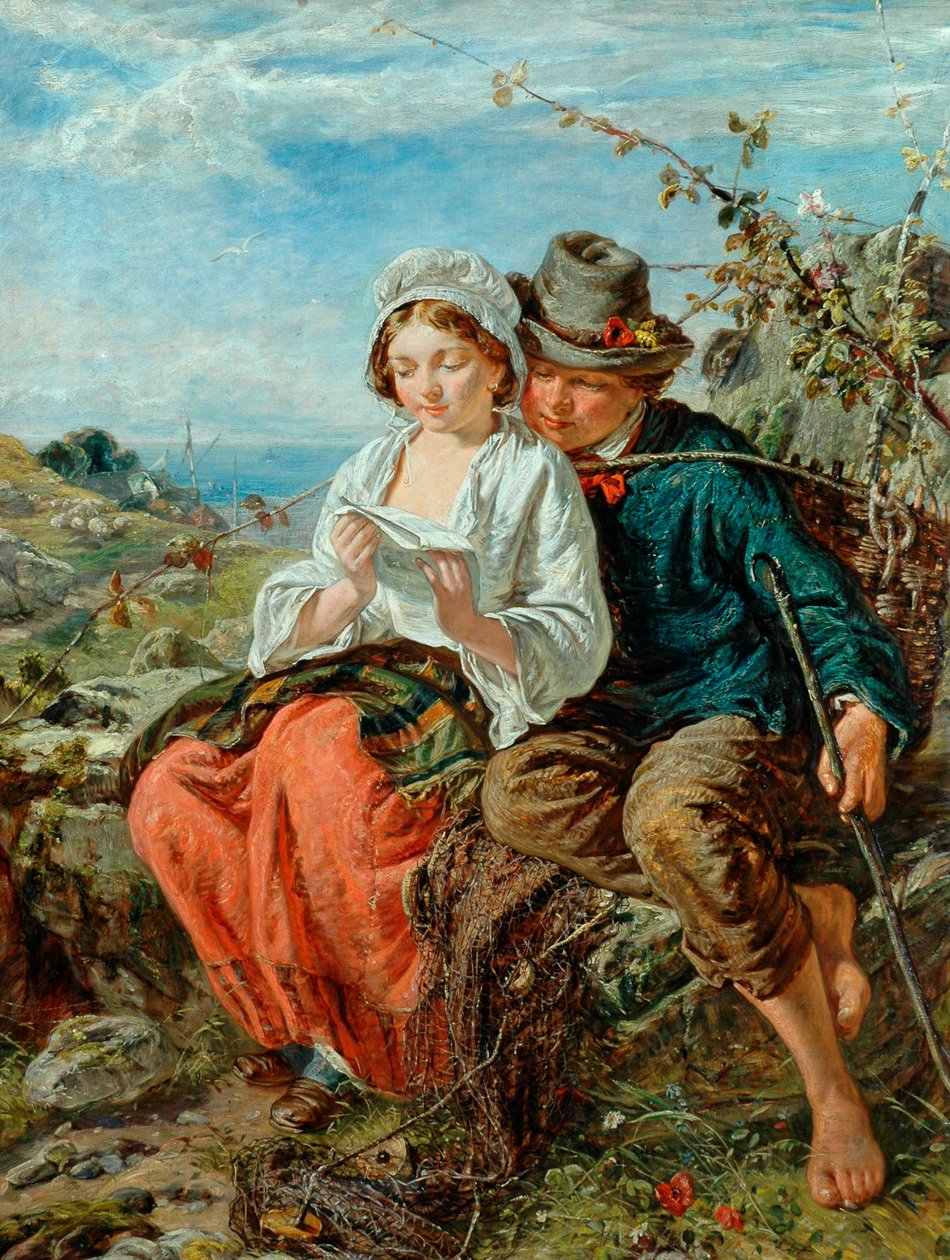 Rybak-Chłopiec i dziewczynka czytająca, 1850-79 autorstwa Italian School