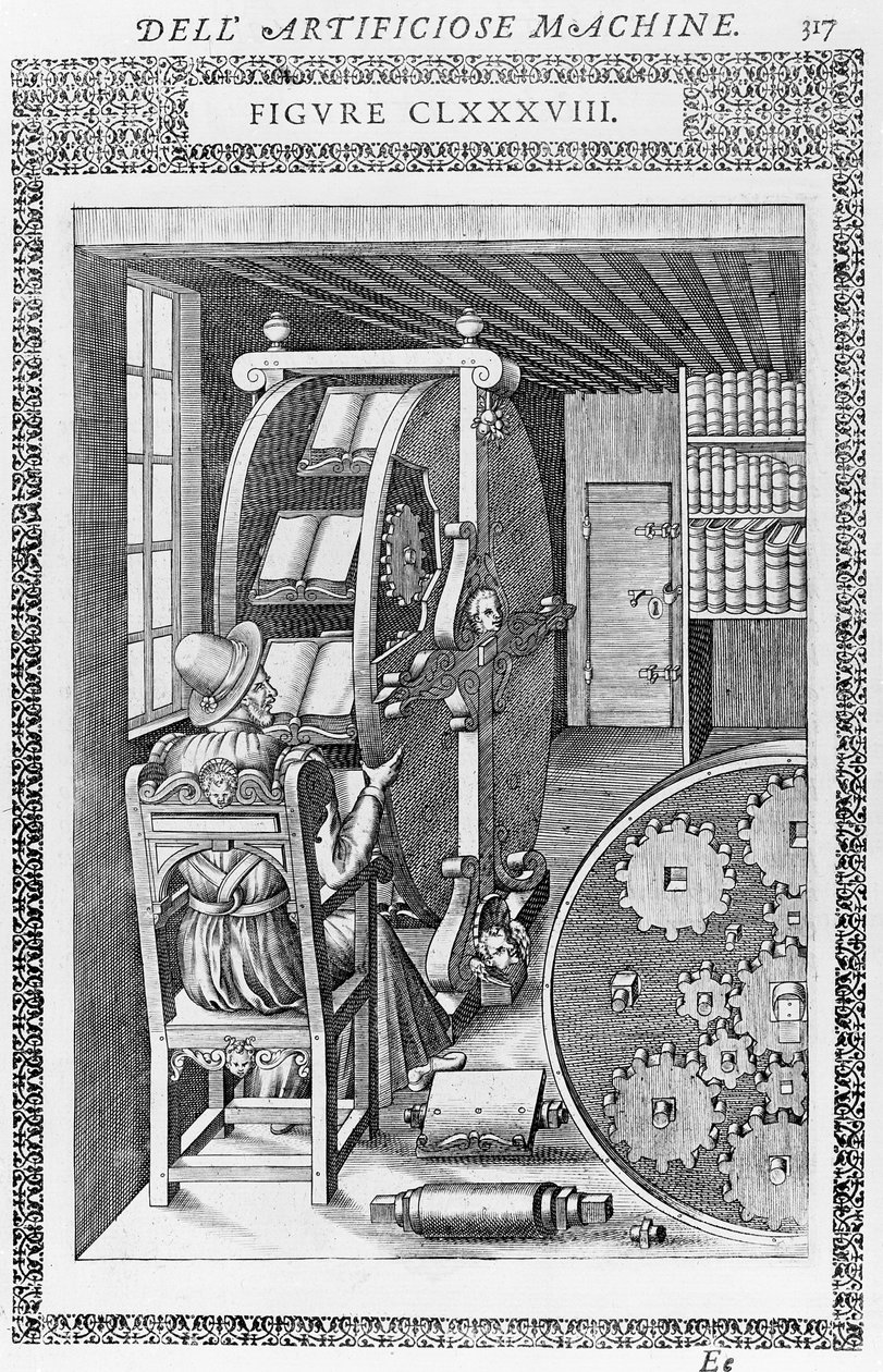 Strona z książki „Le divers et artificiose machine” autorstwa Italian School