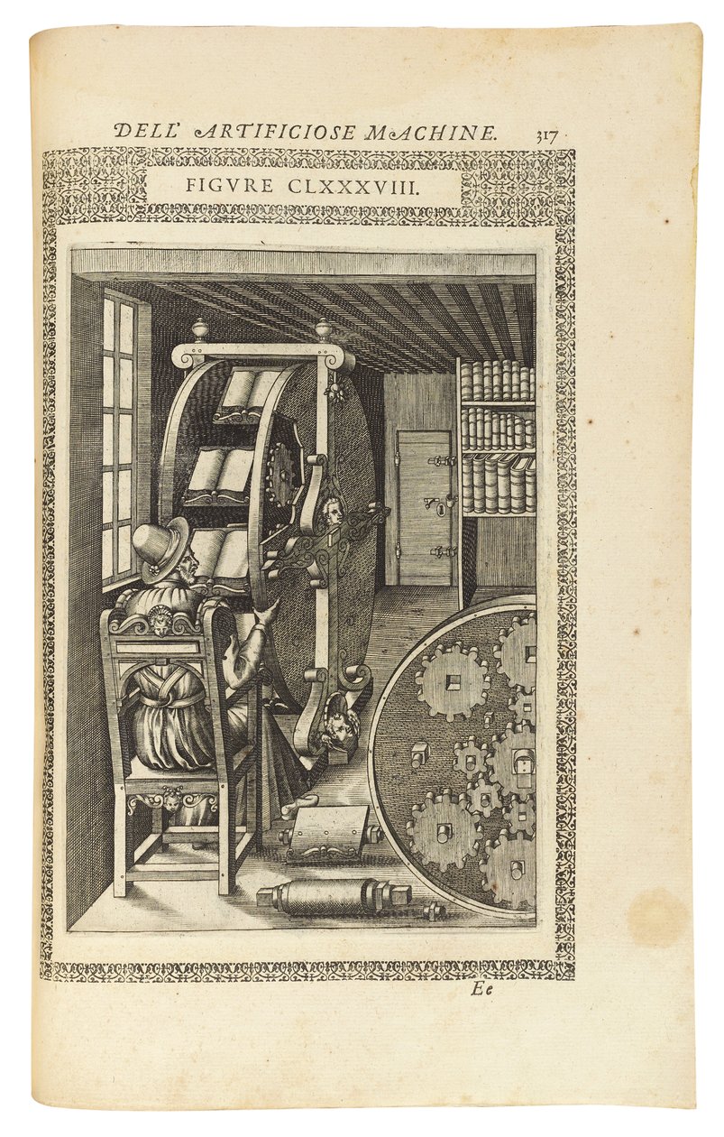 Strona z książki „Le divers et artificiose machine”, 1588 autorstwa Italian School