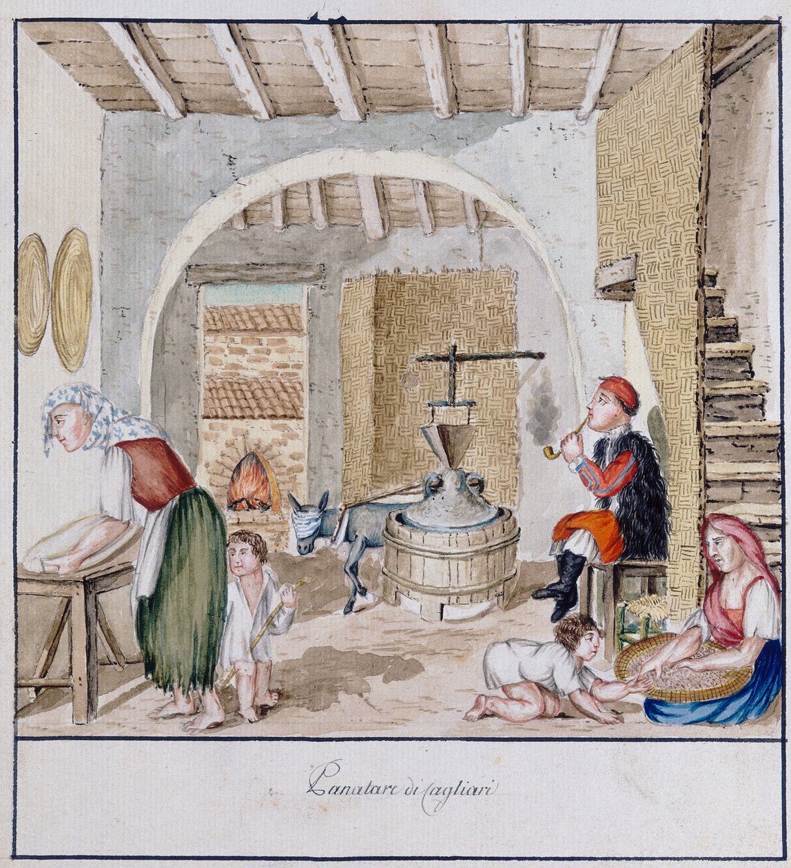 Rustykalne wnętrze w Cagliari, druk ms. 258, Kolekcja Luzzetti autorstwa Italian School