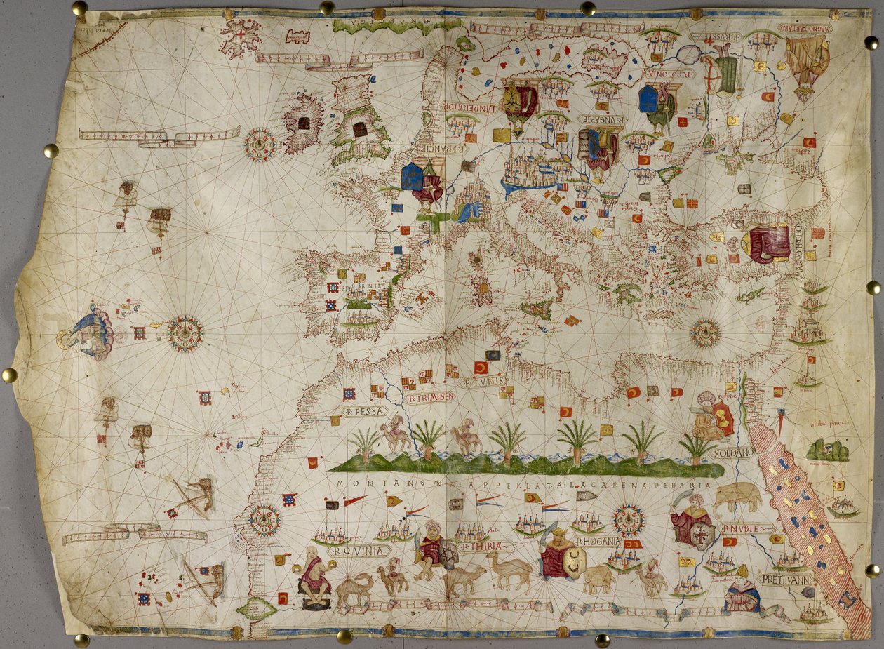 Dodać. 31318 B Mapa Europy, Azji Mniejszej i Afryki, aż do Cape Rosso, vellum autorstwa Italian School