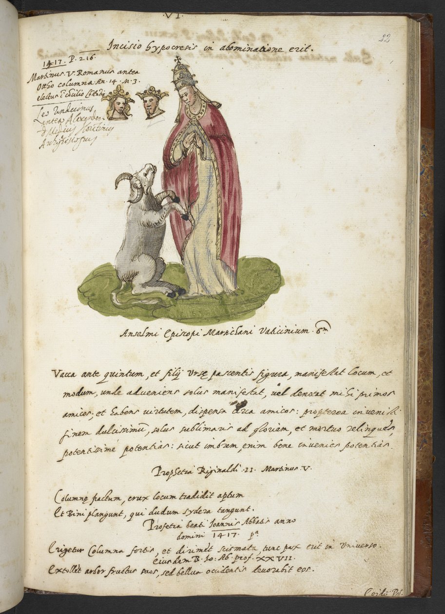 Dodaj MS 17432 „Proroctwa i obrazy piętnastego papieża, autorstwa Joachima z Fiore…” (tusz i kolor na papierze) autorstwa Italian School