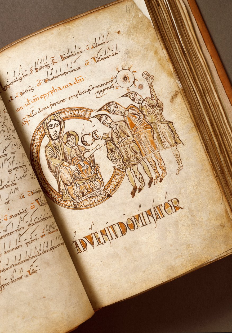 Adoracja Rękopisu Trzech Króli szkoły bolońskiej. (Ms.123-Foglio 40 r) Rzym z XI wieku, Biblioteca Angelica autorstwa Italian School