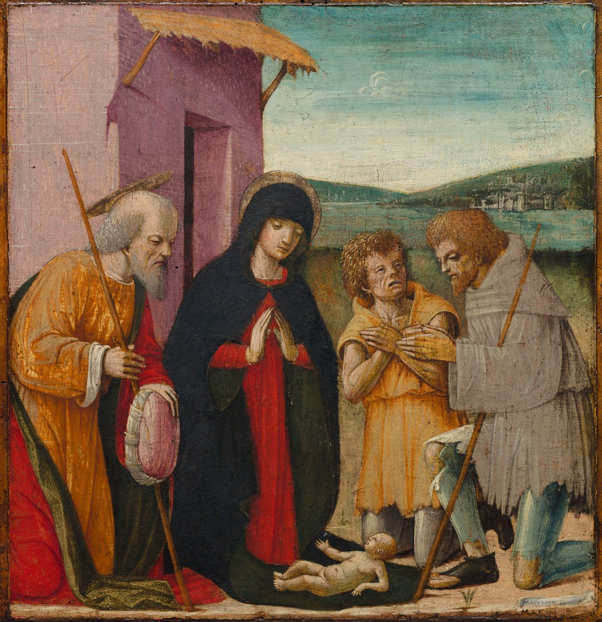 Pokłon pasterzy, ok. 1480-1500 (olej na drewnie) autorstwa Italian School