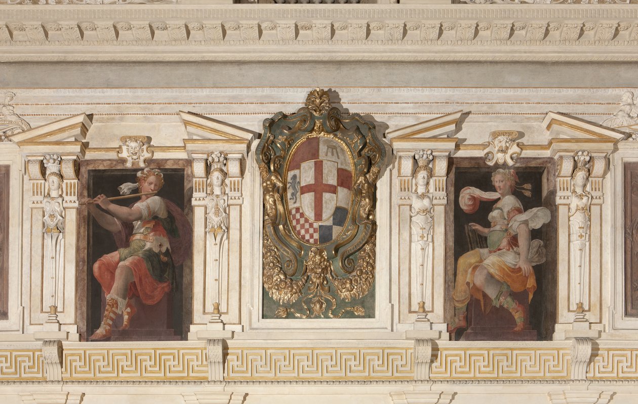 Figury alegoryczne i herb rodziny Marino autorstwa Italian School