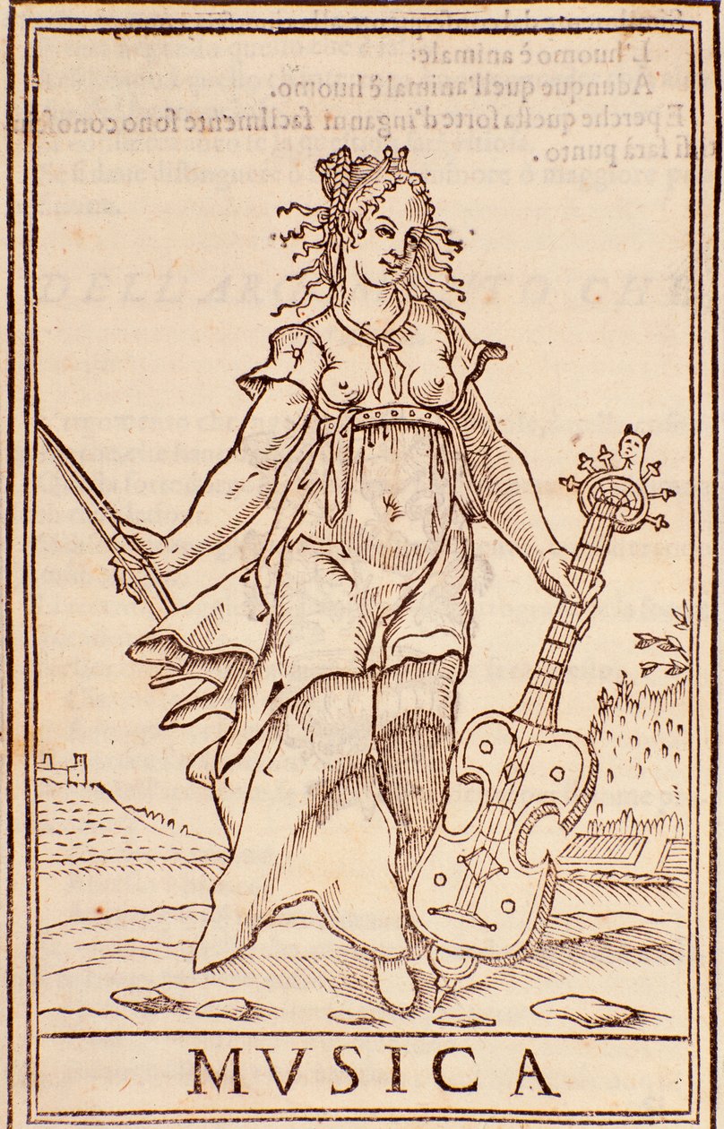 „Alegoria muzyki” Strona z eseju „Suma wszystkich nauk” Aurelio Marinati (XVI w.) autorstwa Italian School