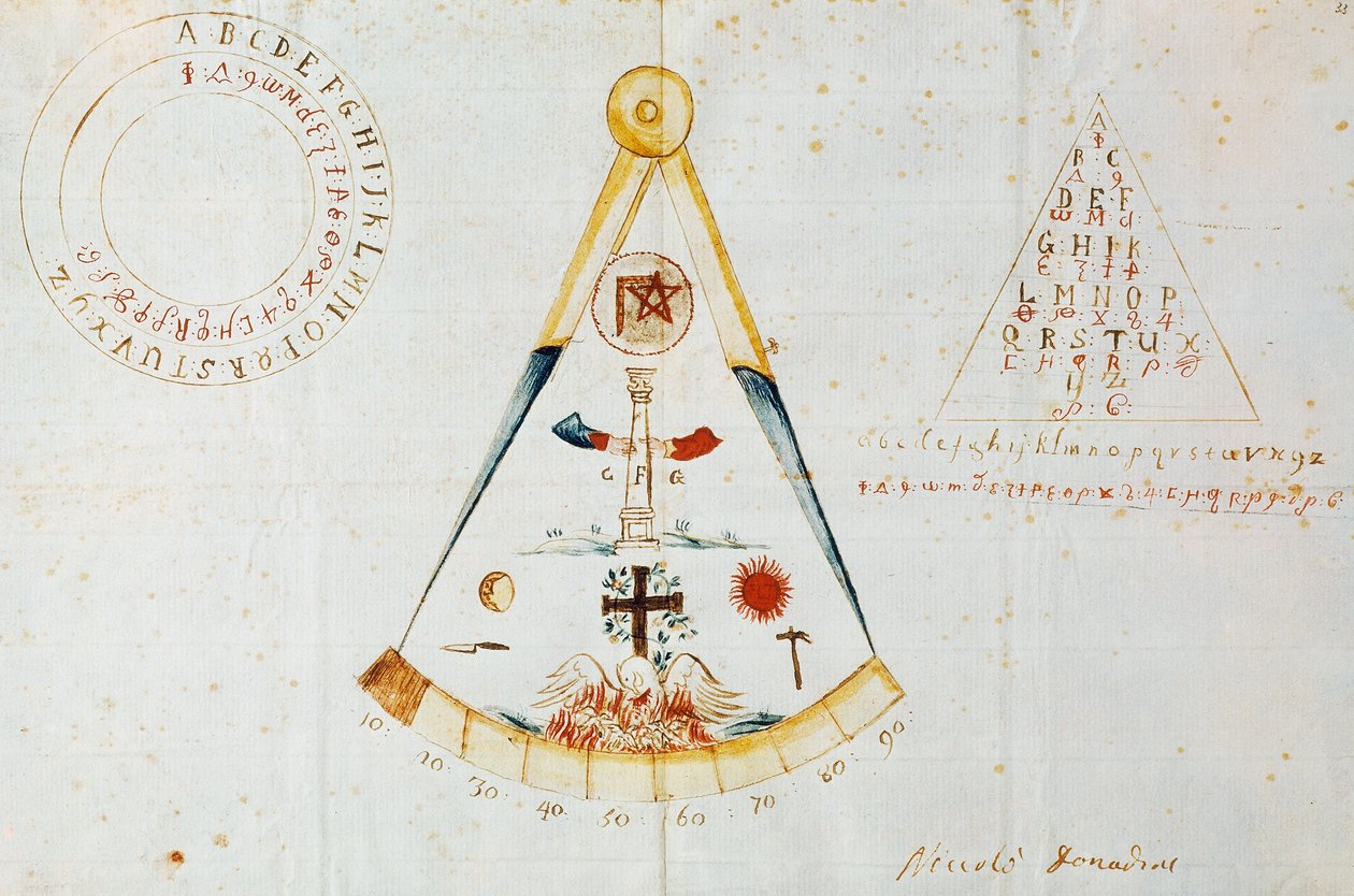 Alfabet i symbole masońskie, Włochy autorstwa Italian School