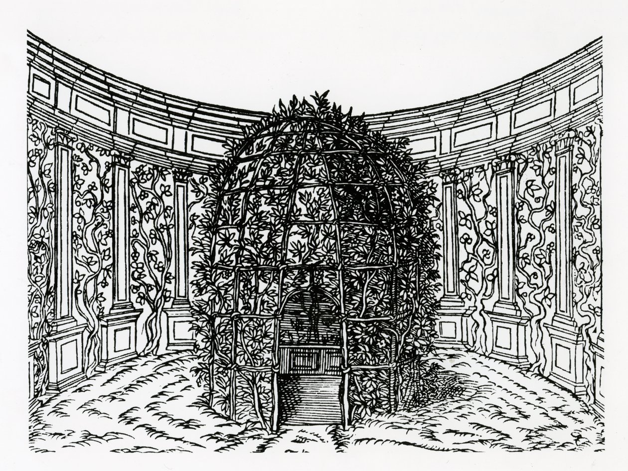 Arbour, z Hypnerotomachia Poliphili, przypisywana Francesco Colonnie (ok. 1432-1527), opublikowana w 1499 autorstwa Italian School