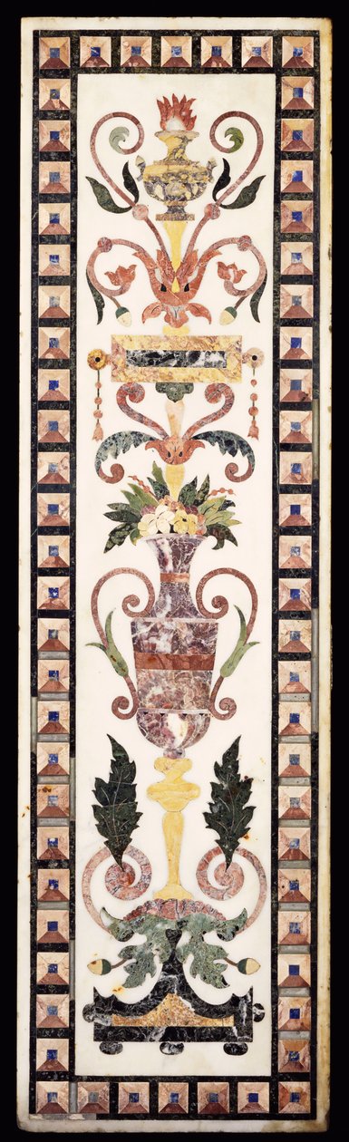Włoski panel pietre dura inkrustowany białym marmurem, początek XVIII wieku (marmur pietre dura) autorstwa Italian School