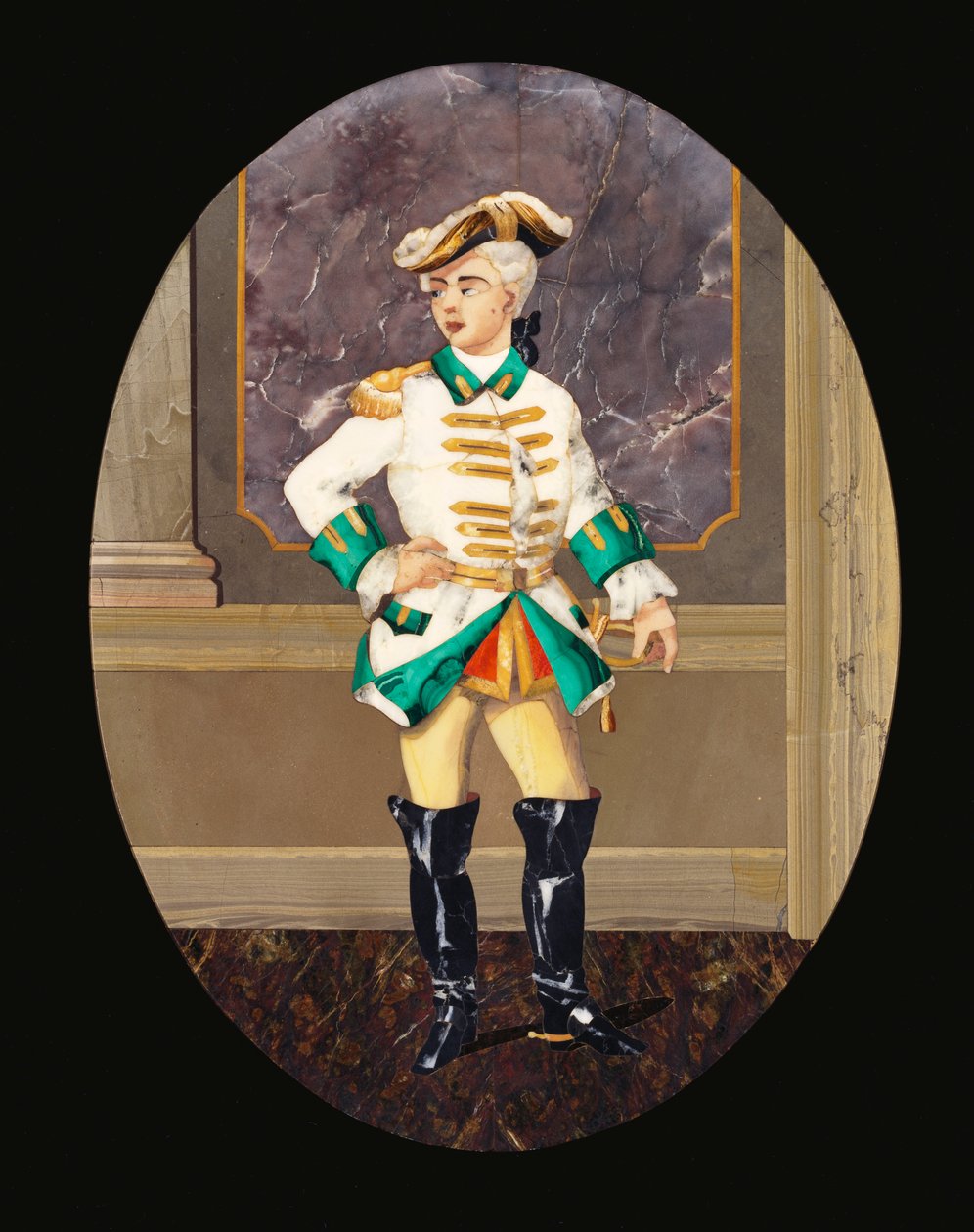 Włoski panel pietre dure przedstawiający dżentelmena (pietre dura) autorstwa Italian School