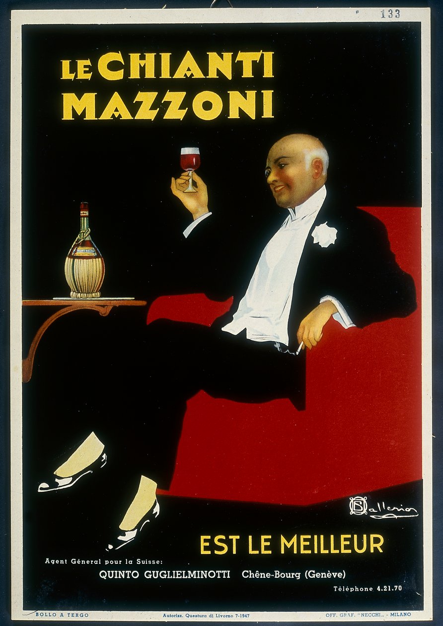 Historyczny plakat "Mazzoni" Chianti autorstwa Italian School
