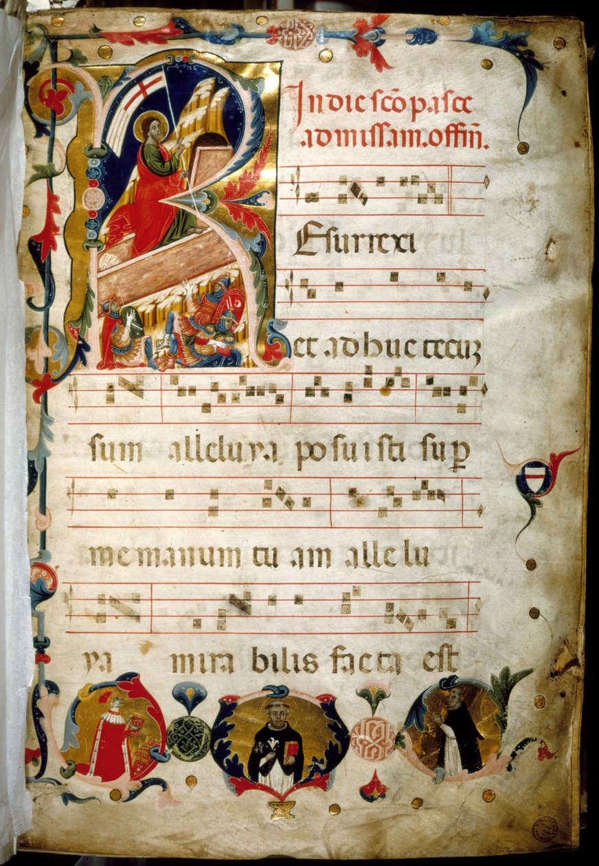 Antyfonarz (rękopis muzyki sakralnej) z portretem doży Marino Zorzi w lewym dolnym rogu. autorstwa Italian School