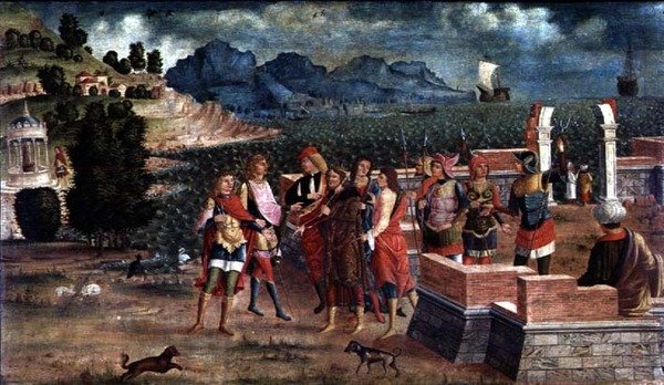 Apollo i Posejdon przybywają z pomocą Laomedonowi, ok. 1500 autorstwa Italian School