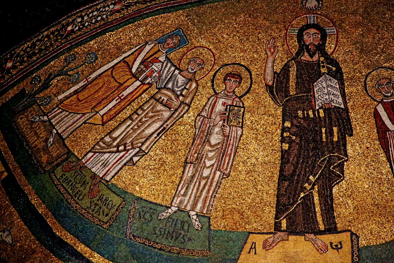 Apsyda z Chrystusem, świętymi i papieżem Grzegorzem IV (mozaika) autorstwa Italian School