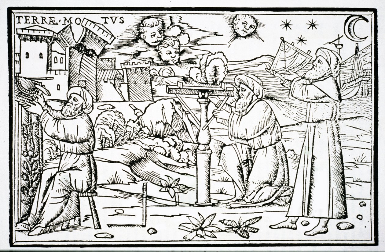 Arabscy astrologowie, kopia ilustracji z In Somnium Sciopinis autorstwa Macrobiusa, Wenecja 1513, wykorzystana w Historii magii, wydanej pod koniec XIX wieku autorstwa Italian School