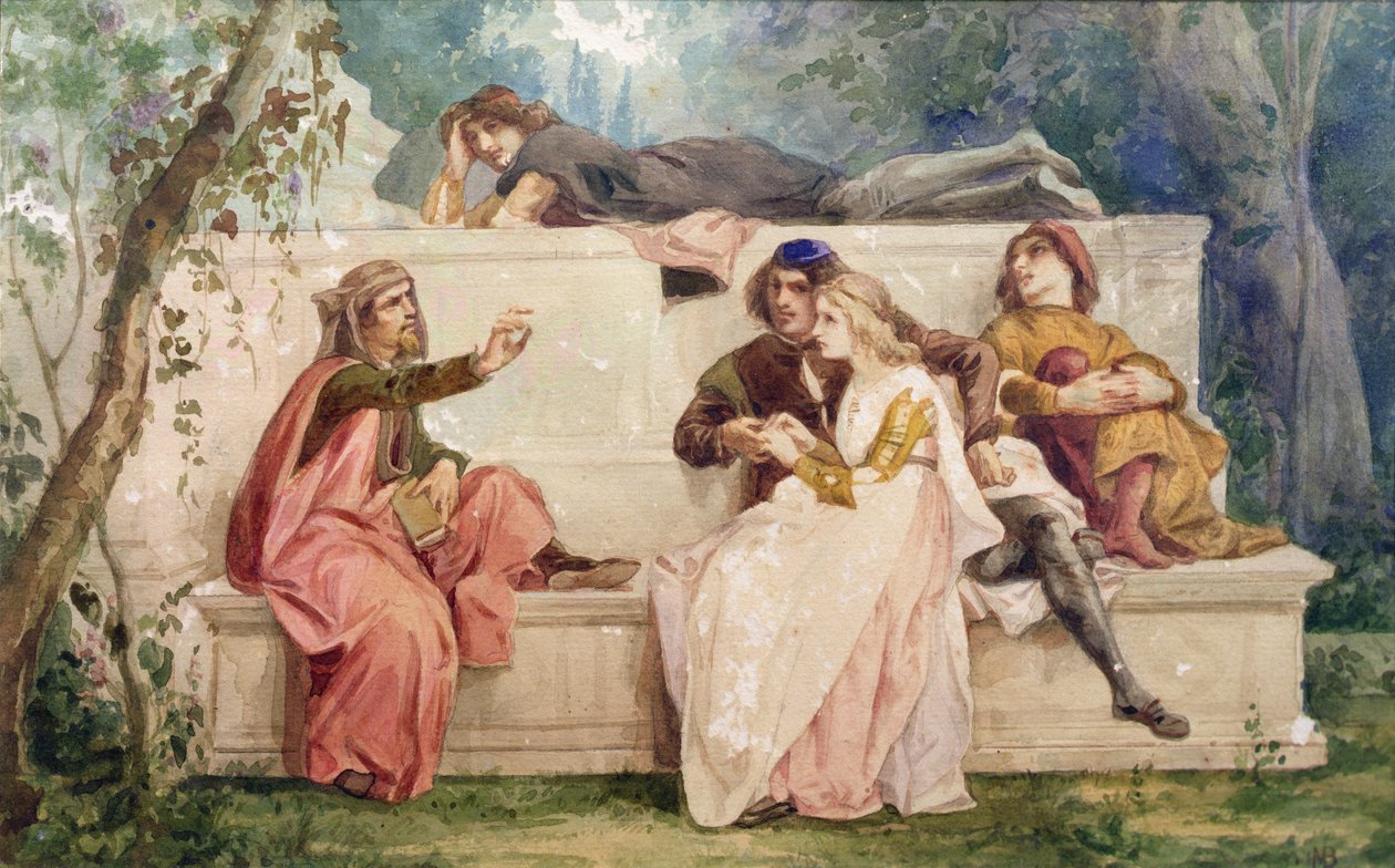 Ariosto i Tiziano (akwarela na papierze) autorstwa Italian School