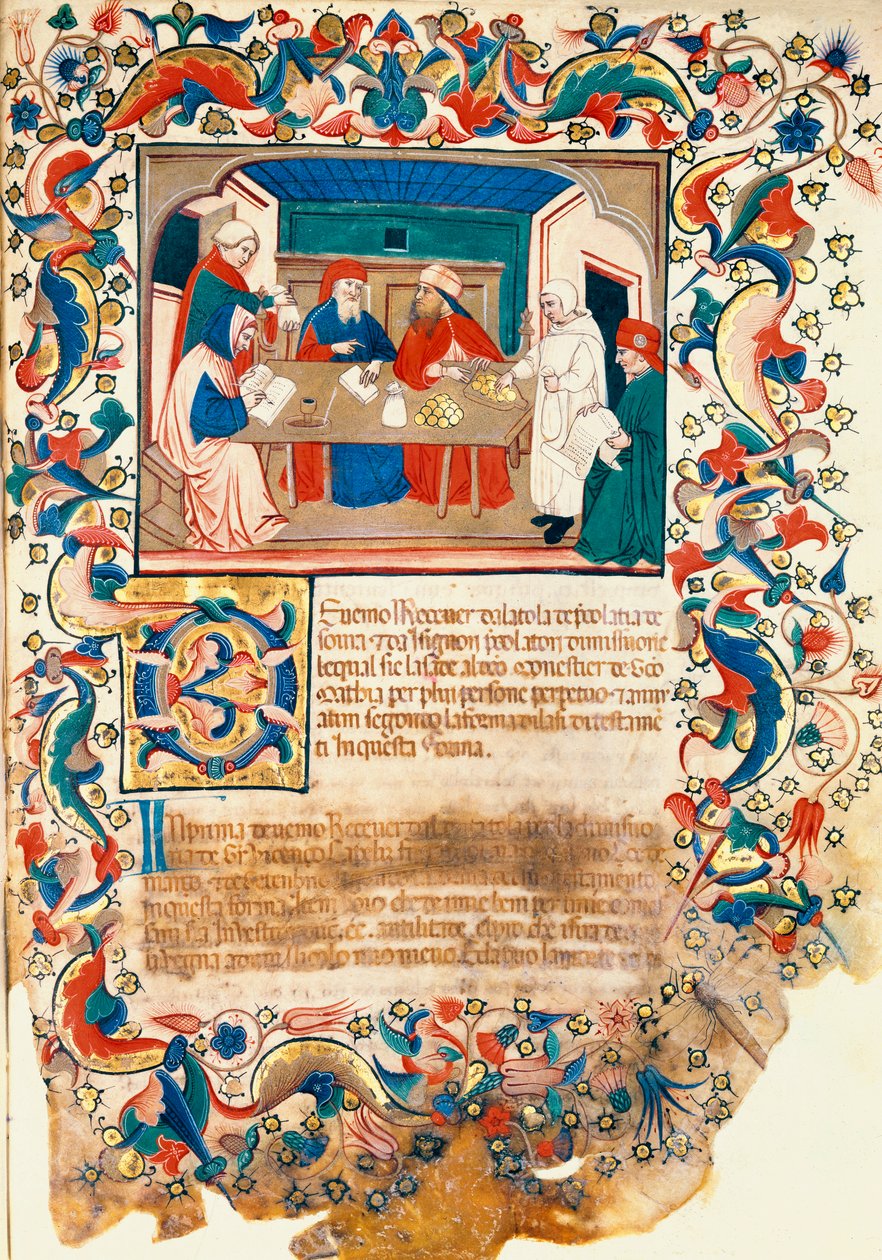 Bankowość, Szkoła Veneto-Bolognese (miniaturowa) (patrz także 60916-7 i 60919) autorstwa Italian School