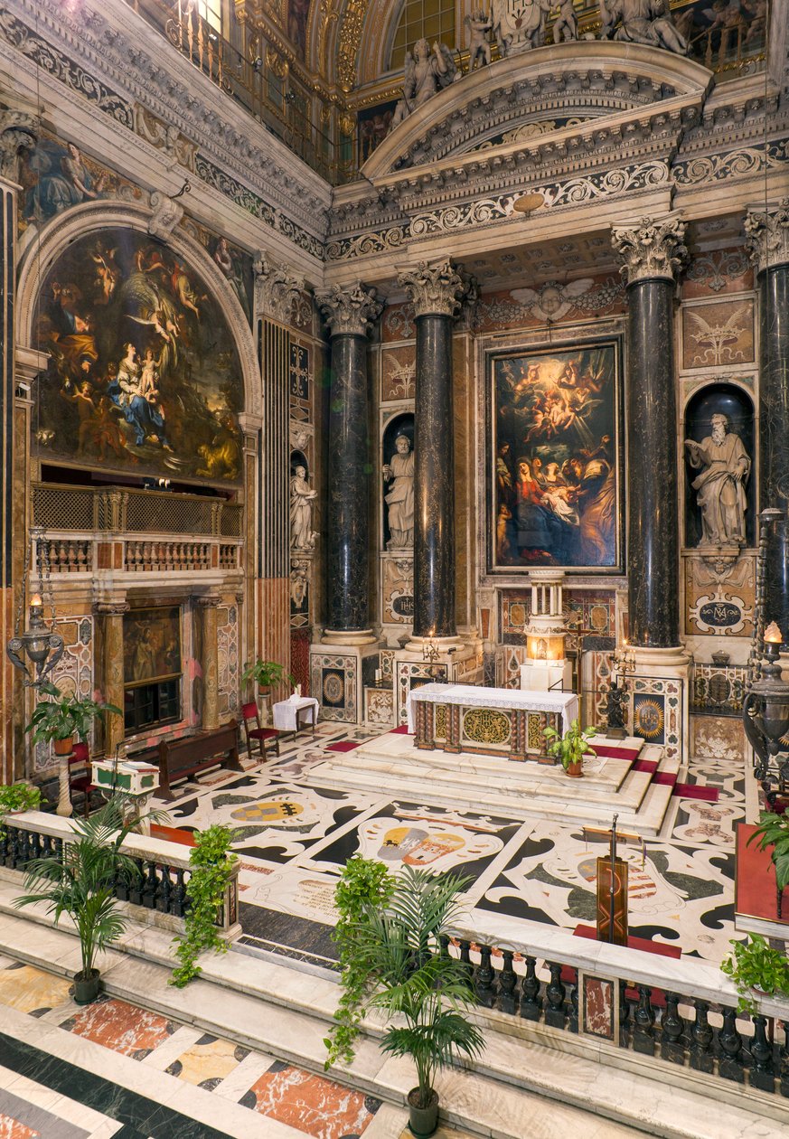 Sztuka barokowa: widok wnętrza kościoła jezuickiego pod wezwaniem Najświętszego Imienia Jezus (chiesa del Gesu) w Rzymie autorstwa Italian School