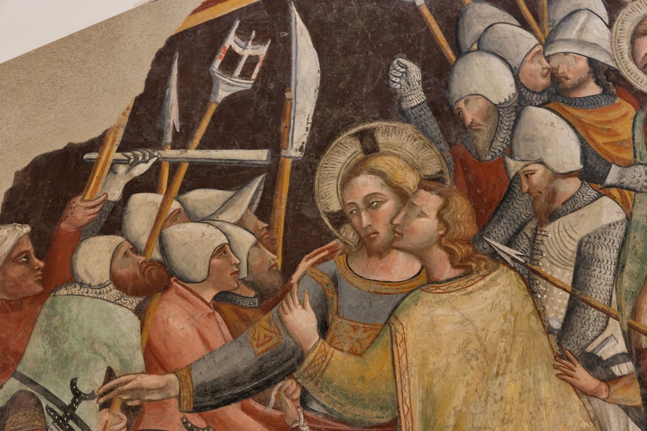 Pojmanie Chrystusa, mistrz prawej absydy św Franciszka w Montefalco, wolnostojący fresk, koniec XIV w. autorstwa Italian School