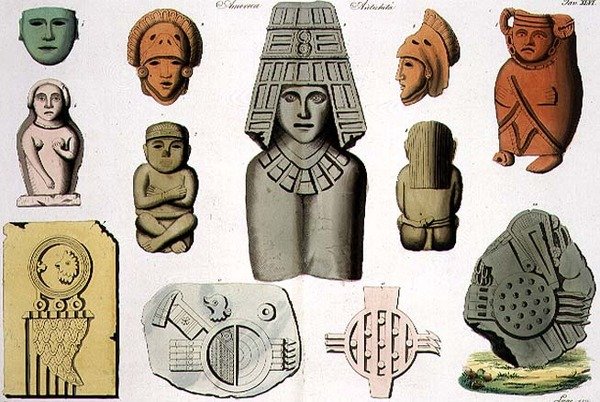 Starożytności Ameryki Środkowej, tablica 46 z „Historii Narodów” (akwatinta) autorstwa Italian School