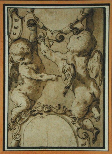 Aniołki, początek XVII w. (pióro i atrament i umyć na papierze) autorstwa Italian School