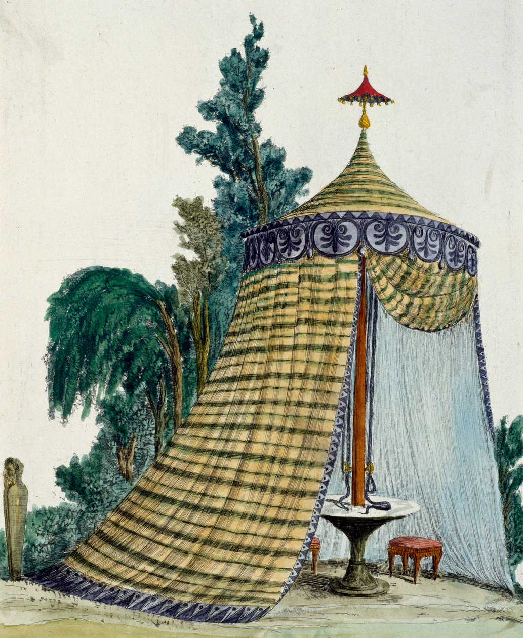 Pawilon chiński w ogrodzie, ok. 1810, rycina, Włochy autorstwa Italian School