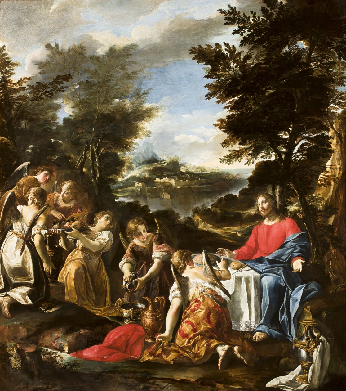 Chrystus służony przez anioły, ok. 1650-1700 autorstwa Italian School