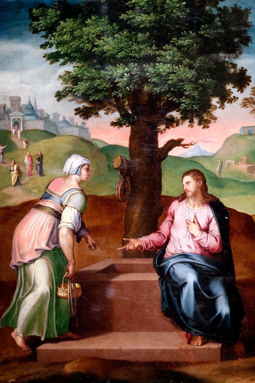 Chrystus i Samarytanka przy studni. Druga połowa XVI wieku. Anonimowy. Genua. Włochy. autorstwa Italian School