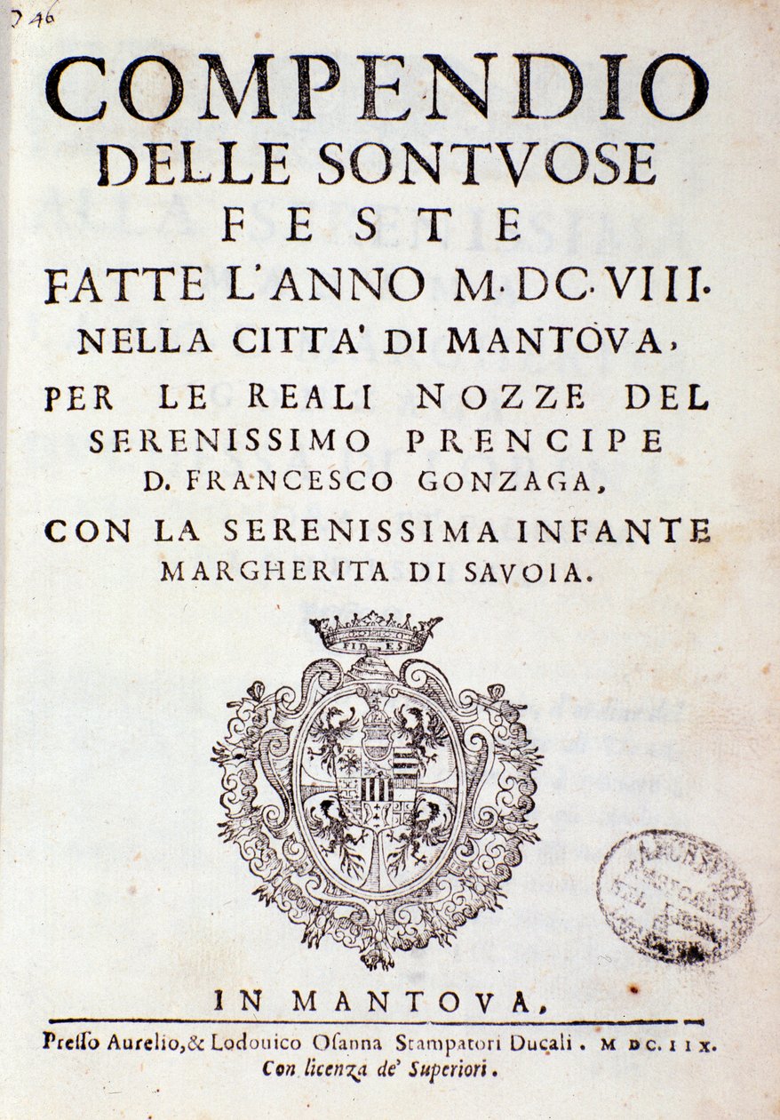 Kroniki opisujące uroczystości zorganizowane w Mantui przez księcia Gonzagi (1608) autorstwa Italian School