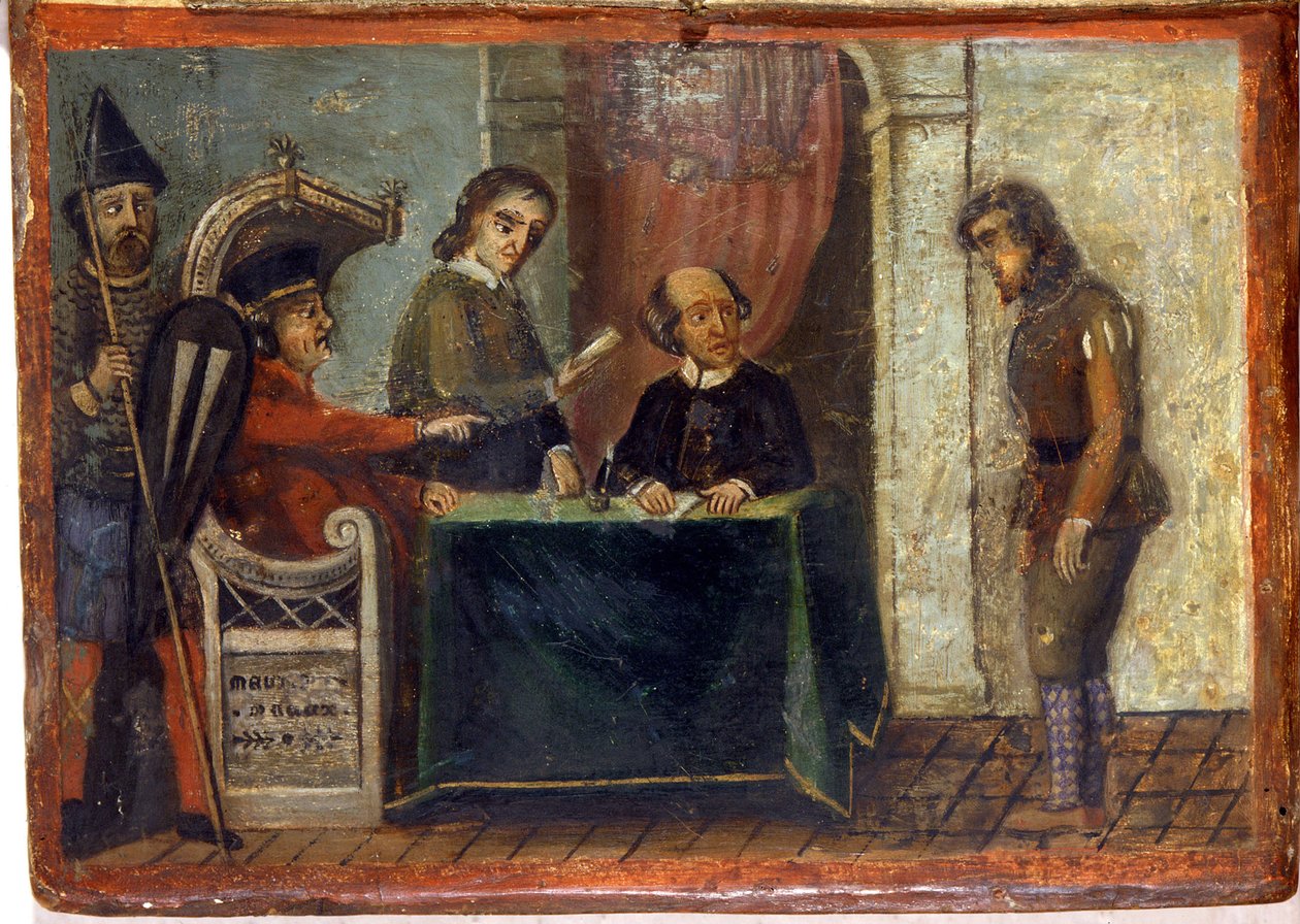 Skazanie obywatela w obecności sędziego i przedstawicieli miasta 1273. Archiwum Państwowe, Siena. autorstwa Italian School