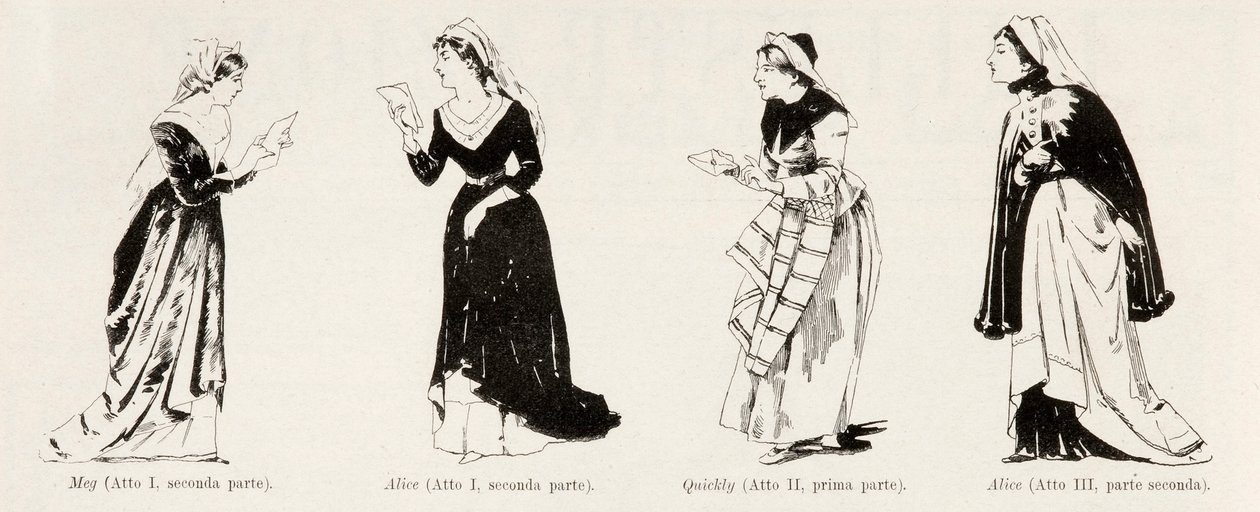 Kostiumy z opery Falstaff Verdiego, z LIllustrazione Italiana, XX, N. 8, 19 lutego 1893 autorstwa Italian School