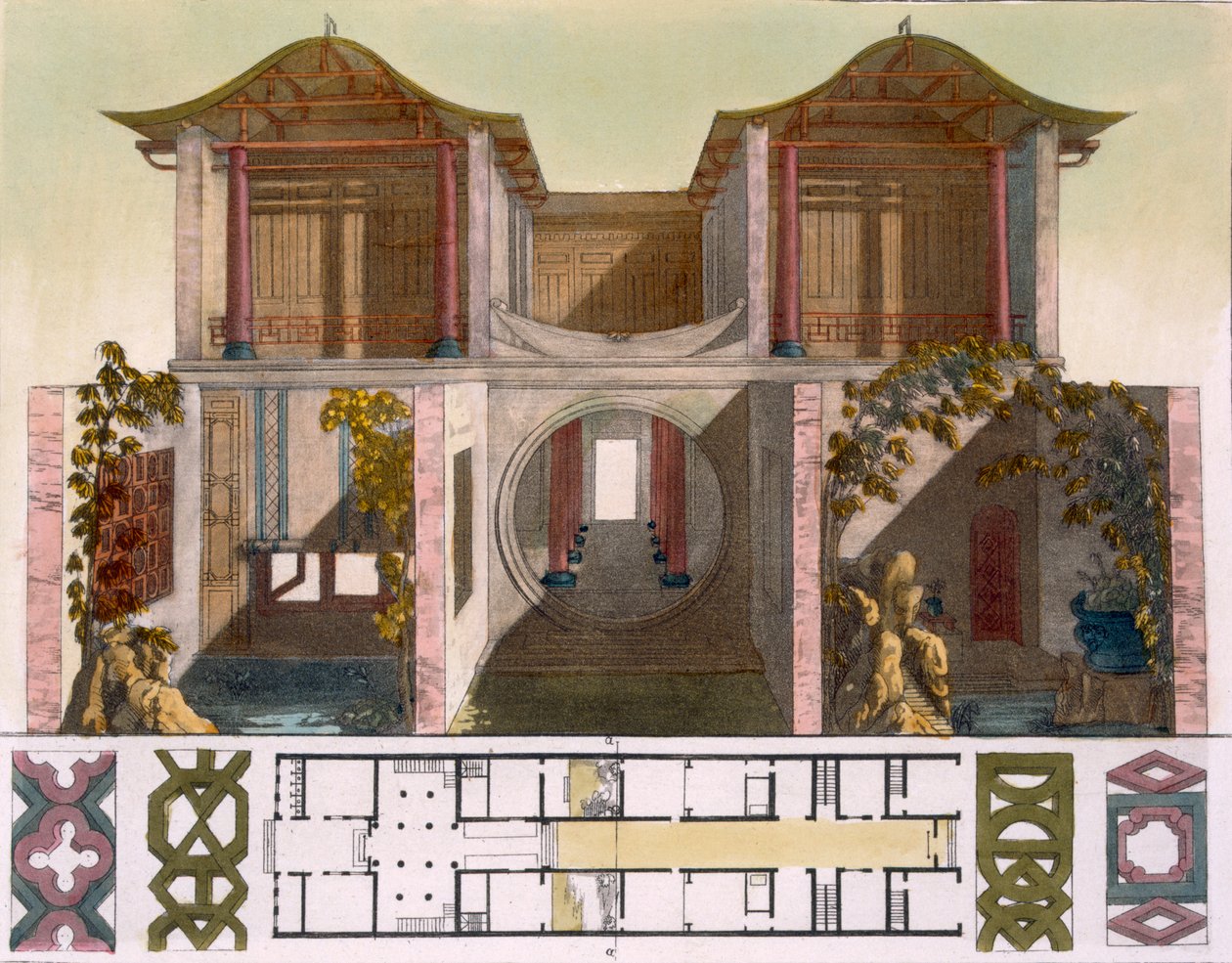 Dziedziniec sali audiencyjnej pałacu cesarskiego, Pekin, ok. 1820-30 lat autorstwa Italian School