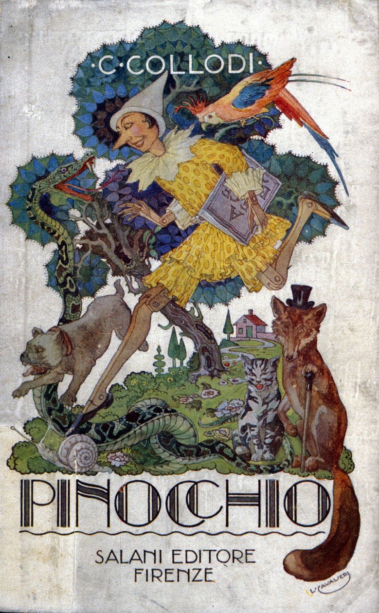 Okładka książki Carlo Collodiego "Pinokio" wydanej przez Salani editore, ok. 1920 r. autorstwa Italian School