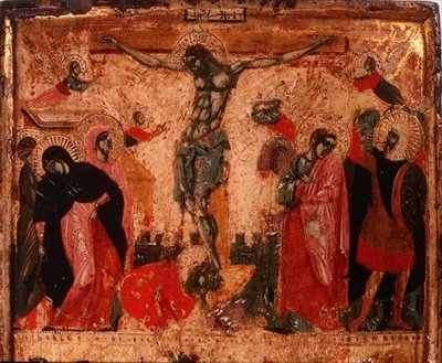 Ukrzyżowanie, górna połowa panelu (patrz również 78637) (panel) autorstwa Italian School