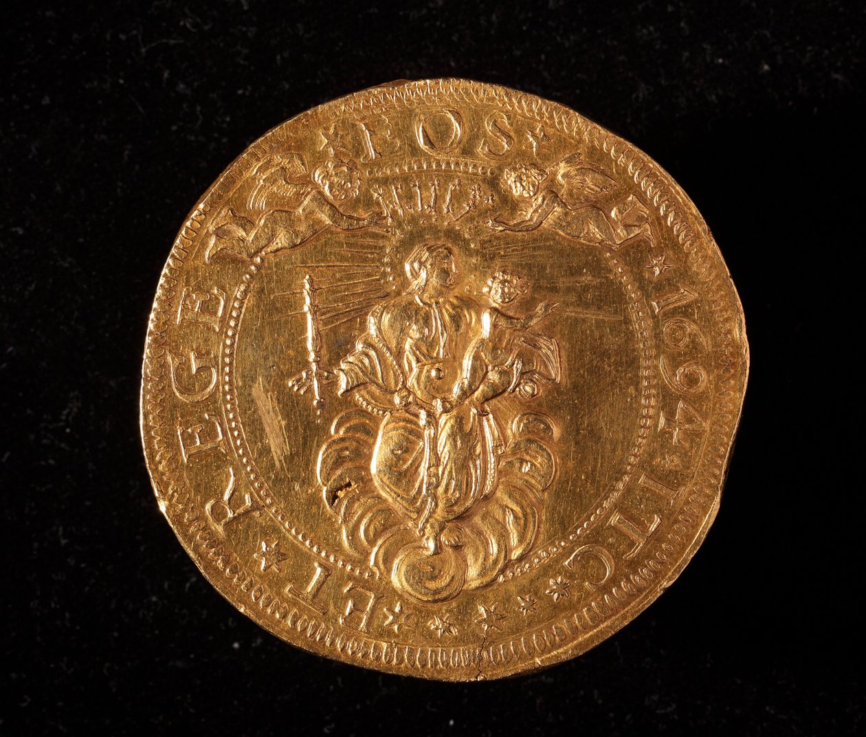 Waluta Republiki Genów: 25 złotych podwójnych monet. Średnica 52,5 mm. 1694. Powrót. Muzea Genów przy Strada Nuova (inw. 6457) autorstwa Italian School