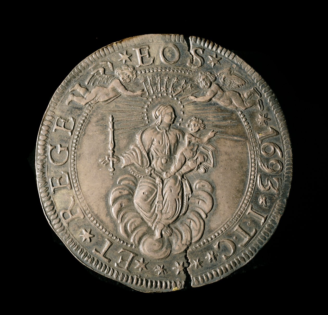 Waluta Republiki Genów: szeroka ECU w srebrze. Śr. 61 mm. 1693. powrót. Genes Musei di Strada Nuova (inw., M7097) autorstwa Italian School