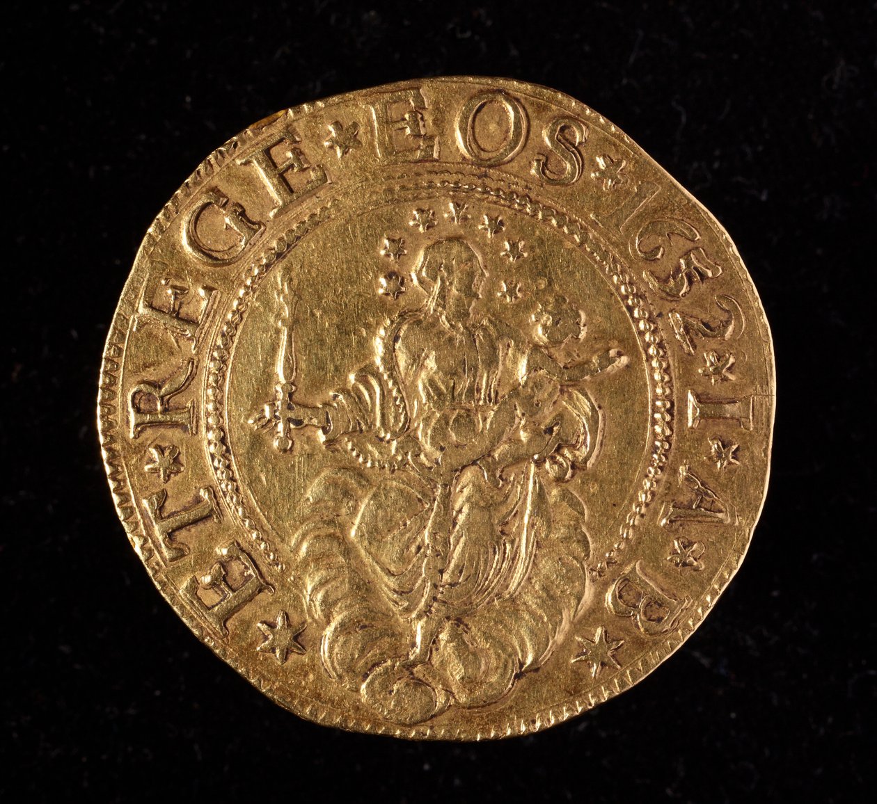 Waluta Republiki Genów: pięć złotych monet podwójnych. Średnica 41 mm. 1652. Powrót. Muzea genów Strada Nuova autorstwa Italian School