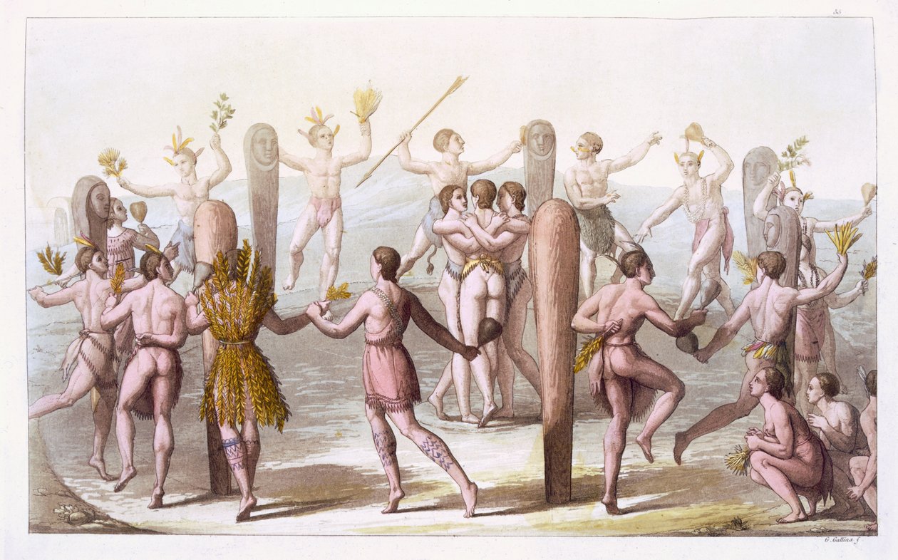 Tańce rdzennych mieszkańców Wirginii, c.1820 autorstwa Italian School