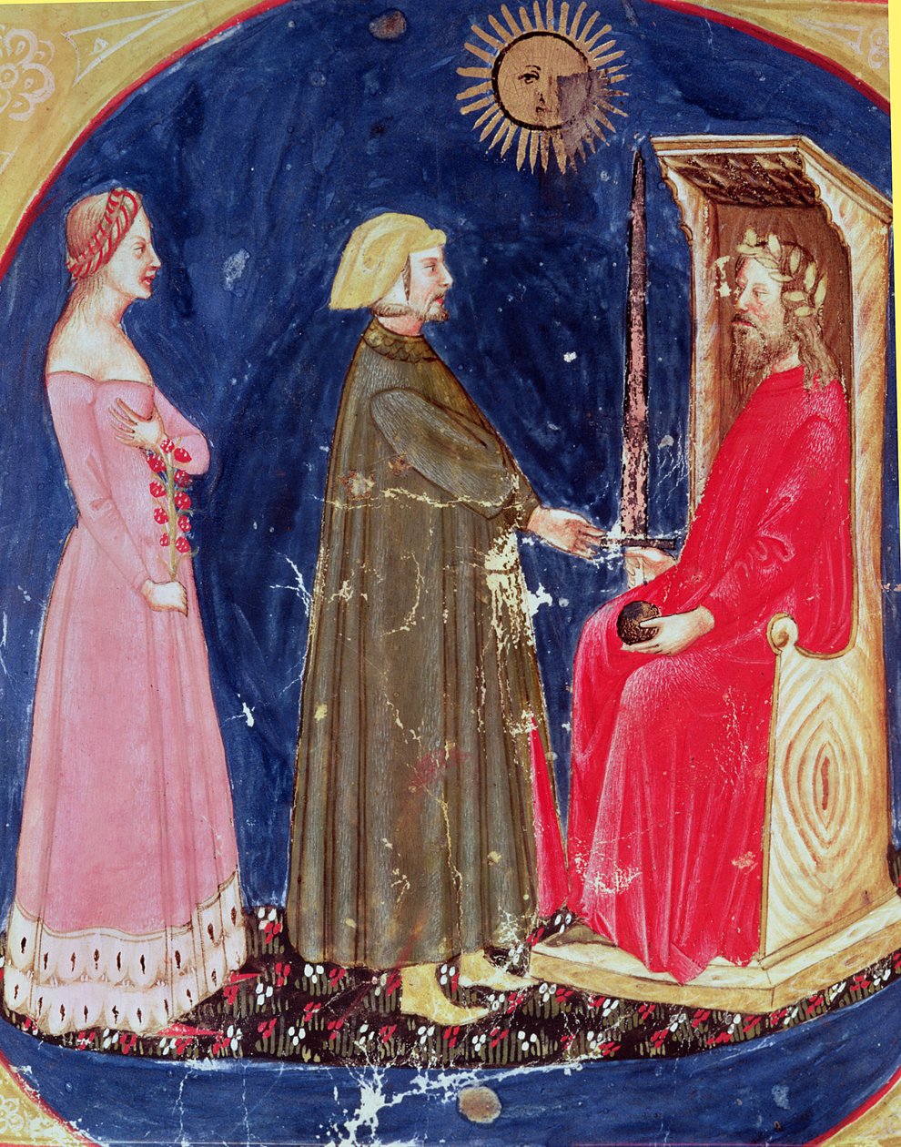 Dante i Beatrice przed Justynianem (482-565) z Boskiej komedii Dantego Alighieri (1265-1321) autorstwa Italian School