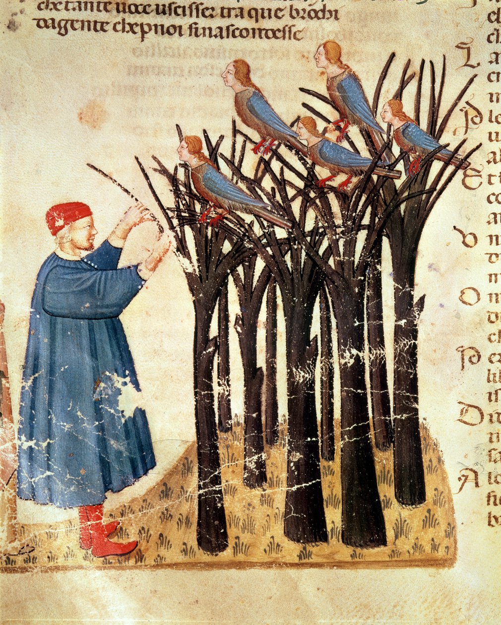 Dante i dusze przemienione w ptaki, z Boskiej komedii Dantego Alighieri (1265-1321) autorstwa Italian School