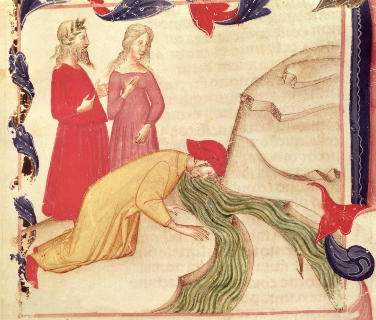 Dante oczyszcza się przed wejściem do raju, z Boskiej komedii Dantego Alighieri (1265-1321) autorstwa Italian School