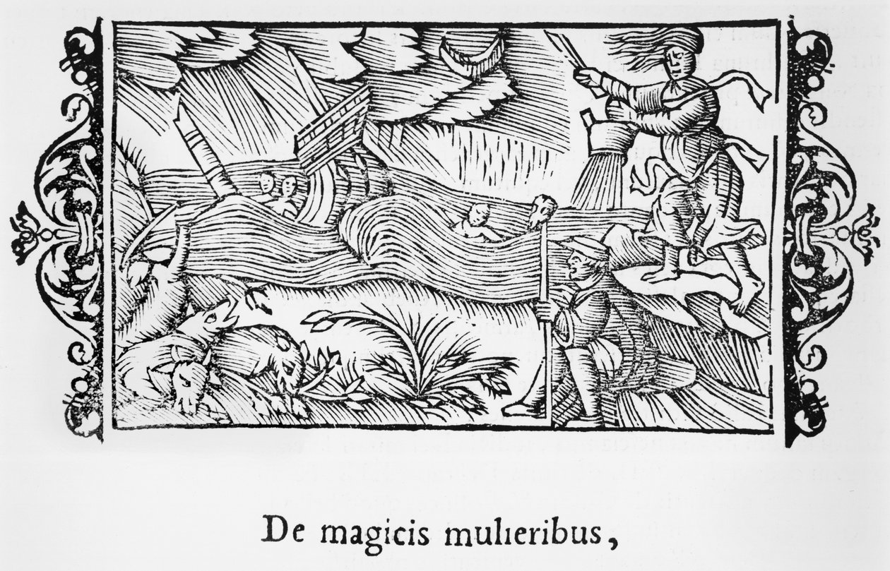 O magicznych kobietach, ilustracja z Historii Narodów Północy autorstwa Olausa Magnusa (1490-1558), wydana w Rzymie, 1555 autorstwa Italian School