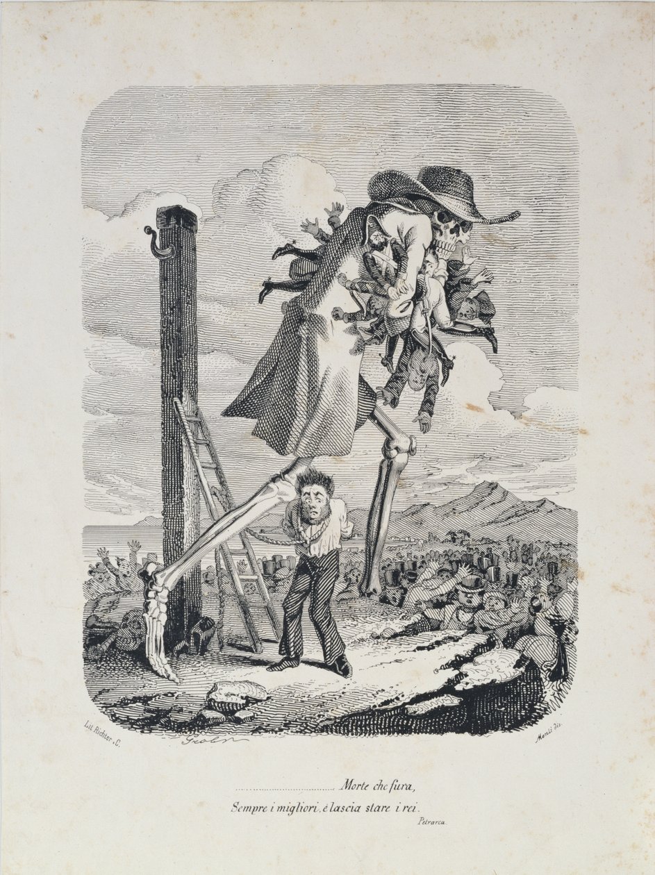 Śmierć zabiera wszystkich dobrych i opuszcza złoczyńców, ok. 1850 autorstwa Italian School