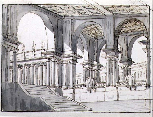 Projekt dla neoklasycznej scenografii autorstwa Italian School