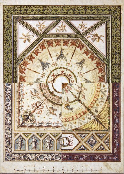 Projekt alternatywnego sufitu w stylu neoklasycystycznym, ok. 1790 (akwarela z piórem i atramentem na papierze) autorstwa Italian School
