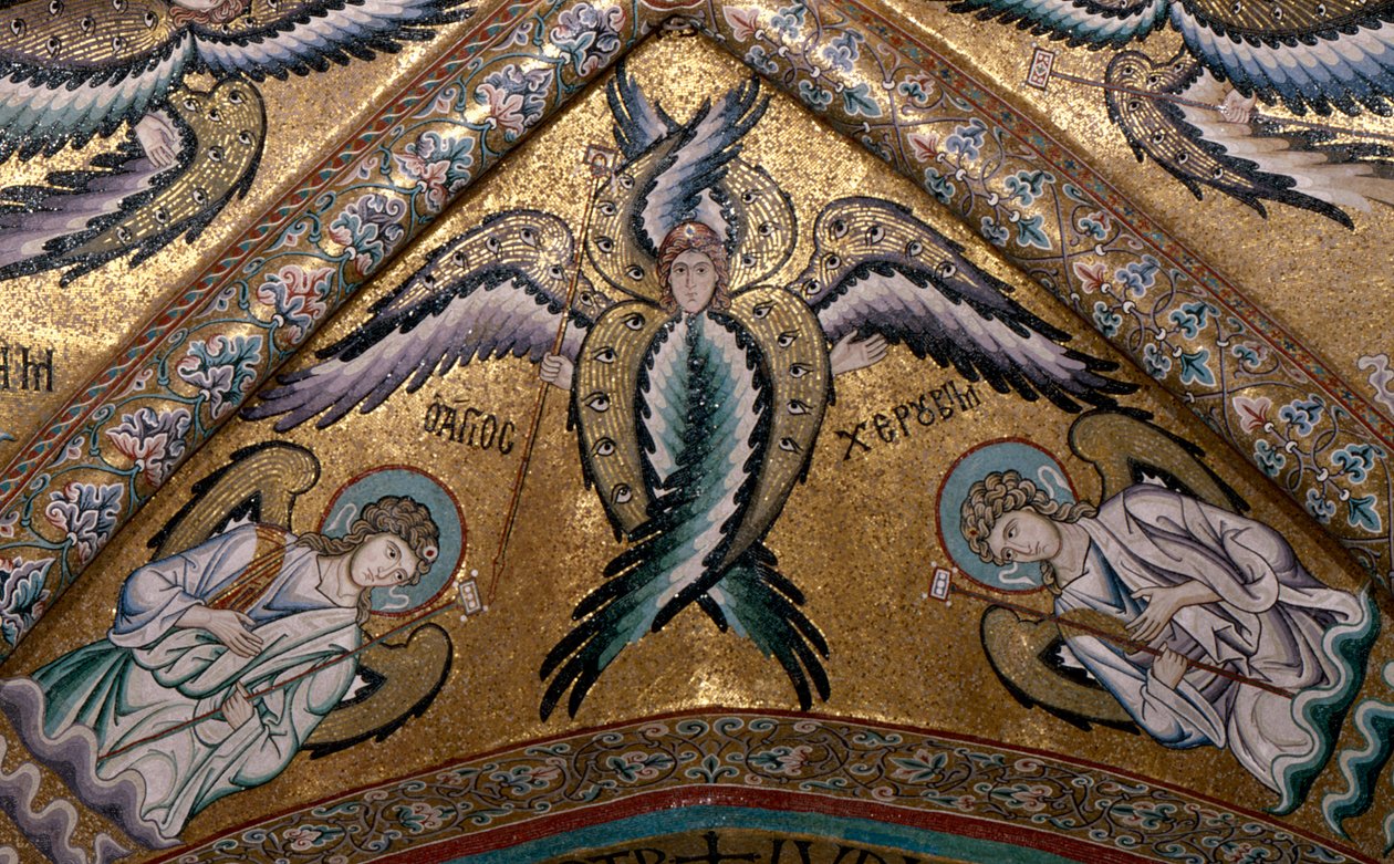 Fragment anioła ze sklepienia absydy (mozaika) autorstwa Italian School