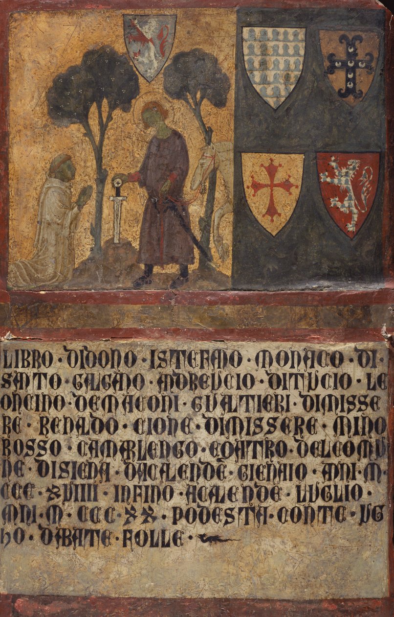 Don Stefano, mnich z San Galgano, klęczący przed św. Galgano autorstwa Italian School